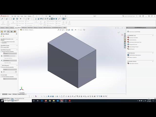 Convert to Sheet Metal in SolidWorks