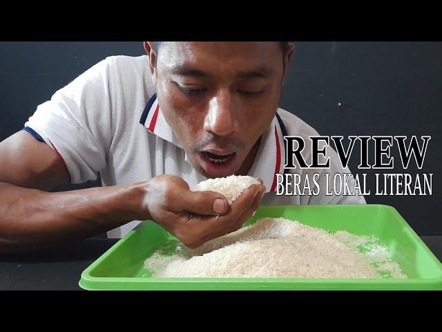 Review Beras lokal literan||asmr raw rice eating sounds||makan beras mentah di nampan pakek tangan||