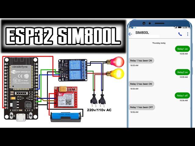 ESP32 SIM800L | Send and Receive SMS to Control Relay