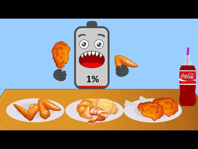 Asmr Chicken Mukbang | Asmr Mukbang Animation | Asmr Eating Sounds | Battery Animation