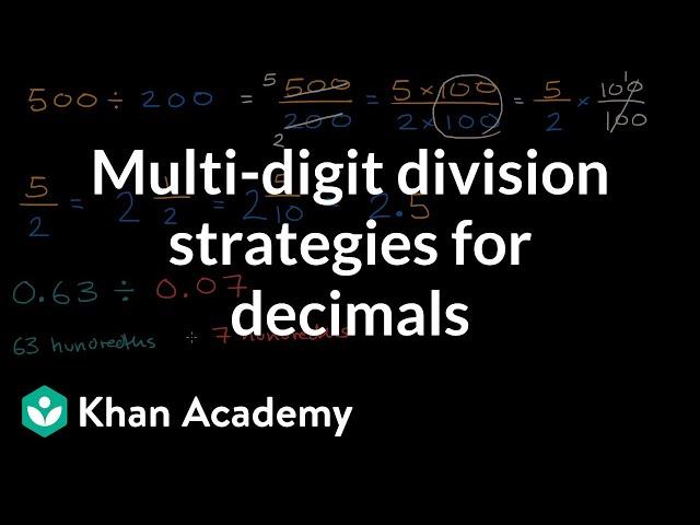 Multi digit division strategies for decimals