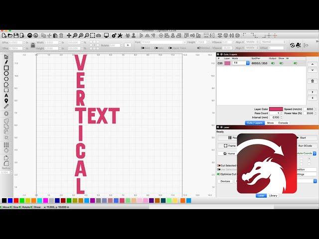 How to Create Vertical Text in Lightburn - Tutorial