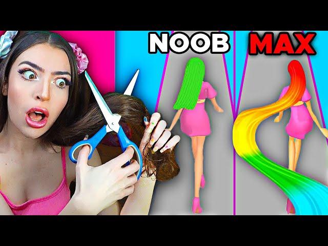 Noob vs MAX LEVEL in Crazy Hair Challenge!