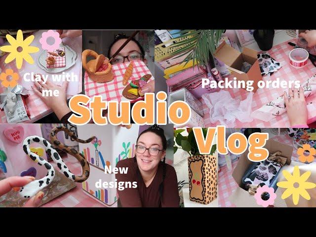 Studio Vlog  small business packing orders, an emotional Etsy order, clay with me & new designs!