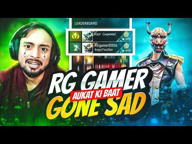 Region Top 1 Angry YouTuber  Rg Gamer Gone Sad After Losing a Game On Live  - Garena Free Fire