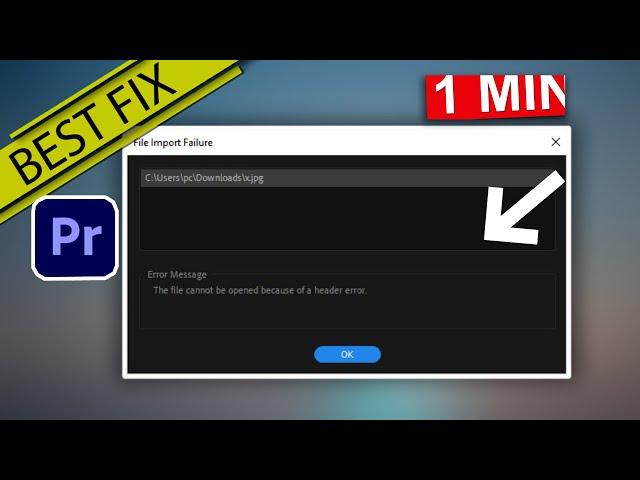 Fixed - file cannot be opened because of a header error (premiere pro tutorial)