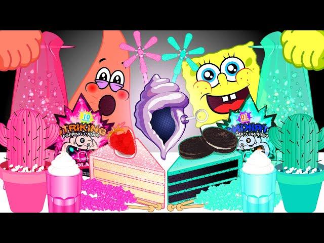 PINK FOOD VS MINT FOOD Challenge! - SpongeBob ANIMATION (MUKBANG ANIMATION)