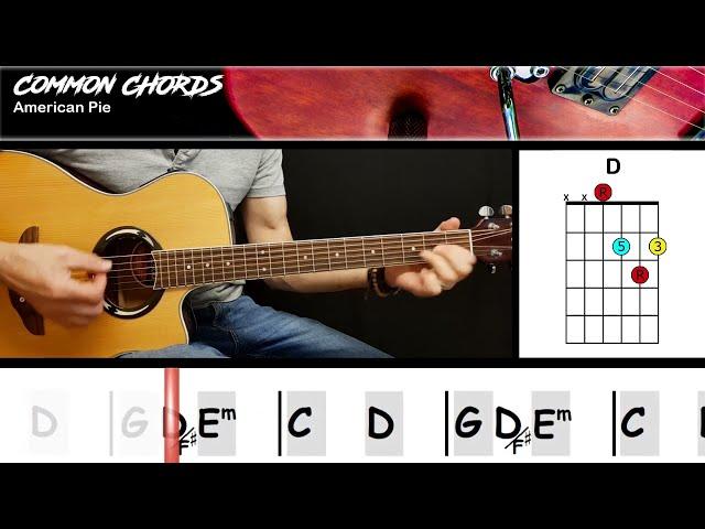 American Pie - Don Mclean | EASY GUITAR CHORDS | Common Chords