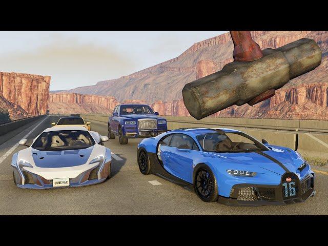 Cars vs Giant Hammers #2 — BeamNG.drive