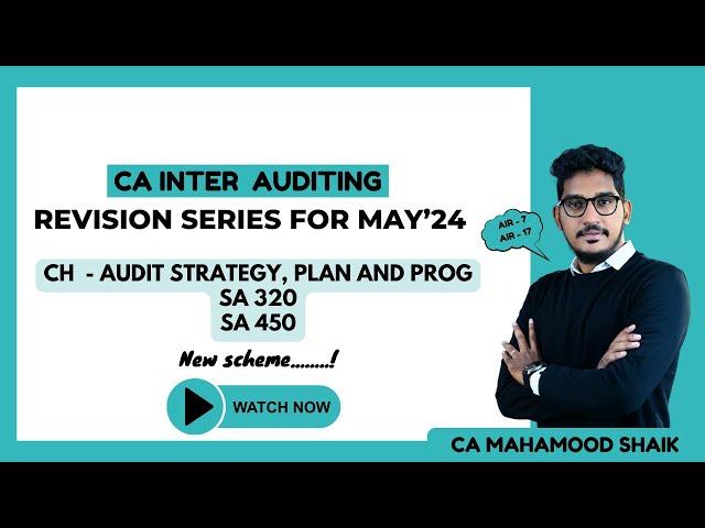 CA Inter audit revision series (Eng) | Audit startegy, plan and prog + SA 320+SA 450 | CA Mahamood