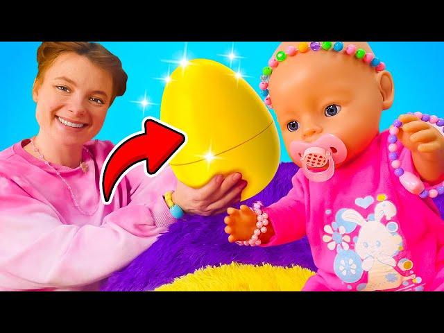 Puppen Spiele für Kinder. Irene und Baby Born suchen nach Schätzen. Spielzeugvideo auf Deutsch