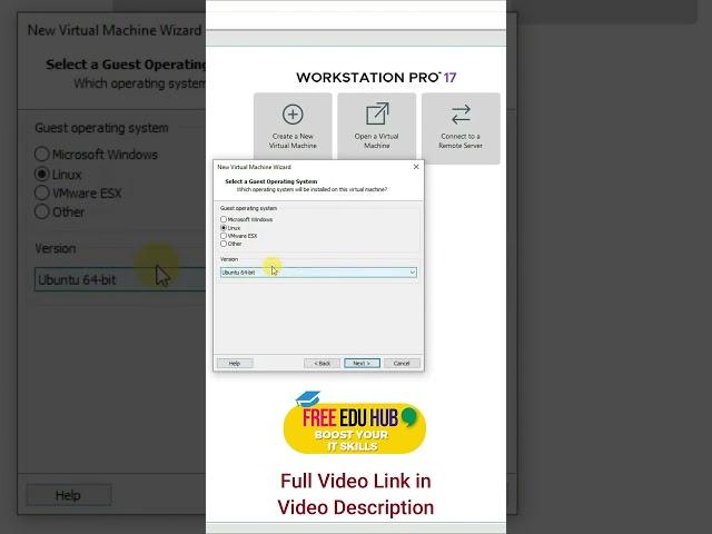 How to Install Ubuntu 23.04 on VMware Workstation Pro 17 | Lunar Lobster  #freeeducation #shorts