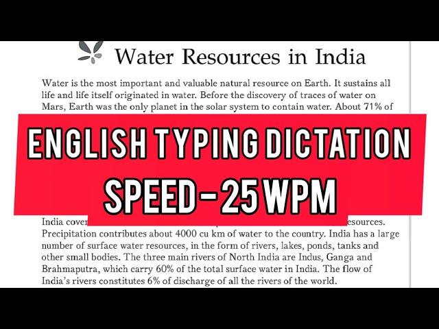 25 wpm || Typing dictation for beginners || English dictation || KVS, SSC, UPPCL, IA, LDC, JVVNL
