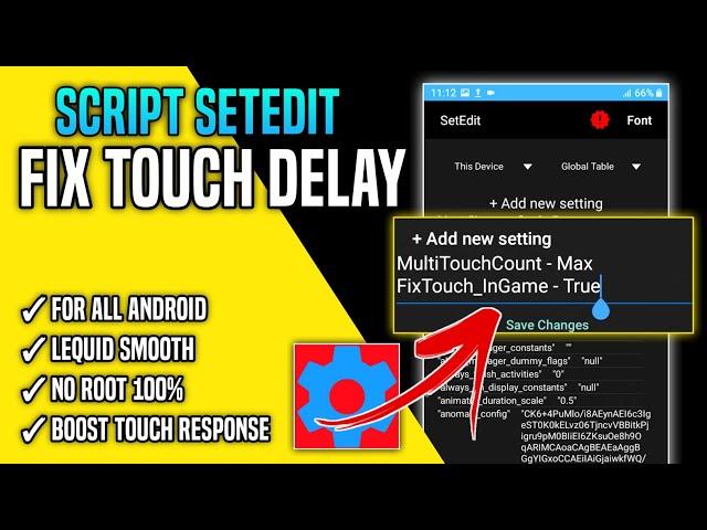 Set Edit Fix Touch Delay Code | Improve Touch Sensitivity Using Set Edit