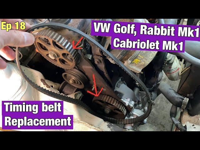 VW Mk1 timing belt replacement. How to install a new timing belt VW golf, rabbit, cabriolet Mk1