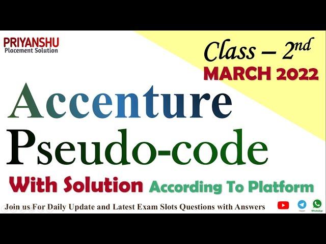 Accenture Pseudocode asked in FEB-March 2022 | Accenture pseudocode questions and answer | Accenture