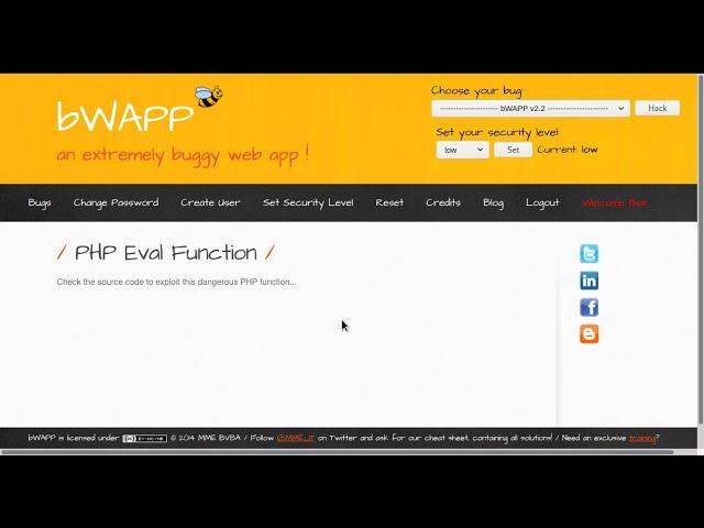 bWAPP - PHP Eval Function