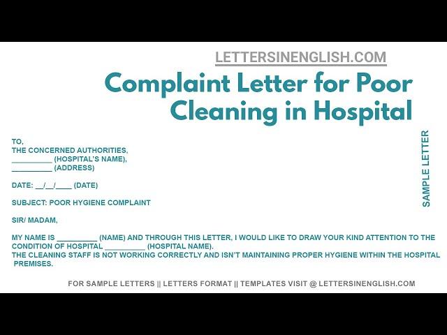 Complaint Letter for Poor Cleaning in Hospital - Sample Letter Complaining About Poor Hygiene