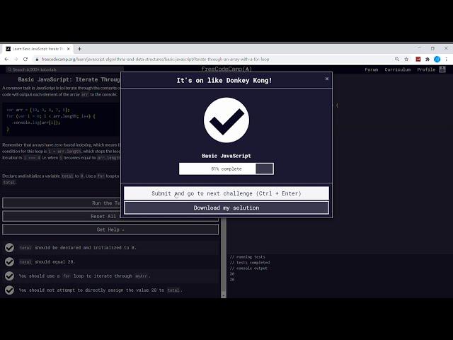 Basic Javascript (98/111) | Iterate Through an Array with a For Loop | freeCodeCamp
