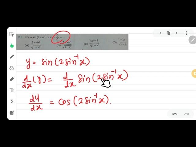 If y=sin(2sin inverse x) then dy/dx=?