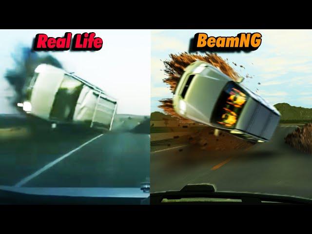 Real Life Crashes vs. BeamNG.Drive | Side-by-Side Comparison #4