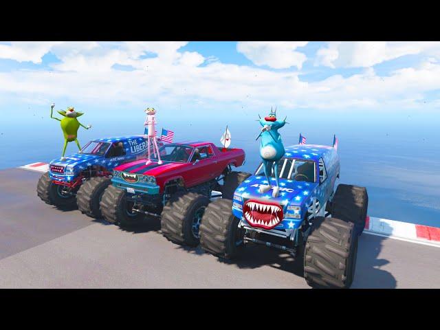 OGGY AND JACK TRIED Epic New Stunt Race For Car Racing Challenge by Monstertrucks! GTA5