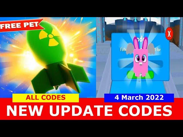 NEW UPDATE CODES [FREE PET] ALL CODES! Boom Simulator ROBLOX  | March 4 2022