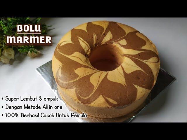 RESEP BOLU MARMER METODE ALL IN ONE || Paling Simpel, Empuk banget(100% Berhasil)Cocok Untuk Pemula