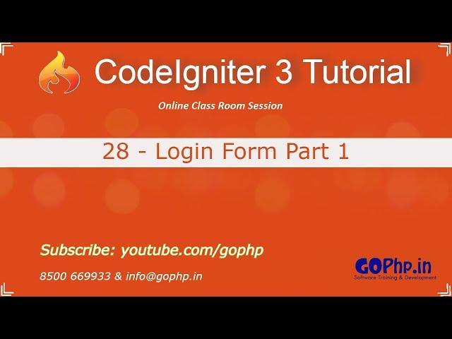 28 - Login Form Part1 |  CodeIgniter 3 Tutorial