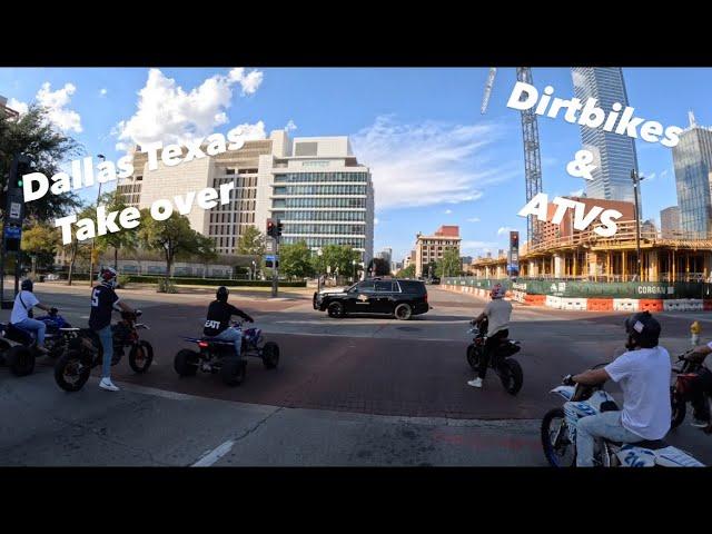 Dirt Bikes and ATVs Take over Dallas Texas bridge