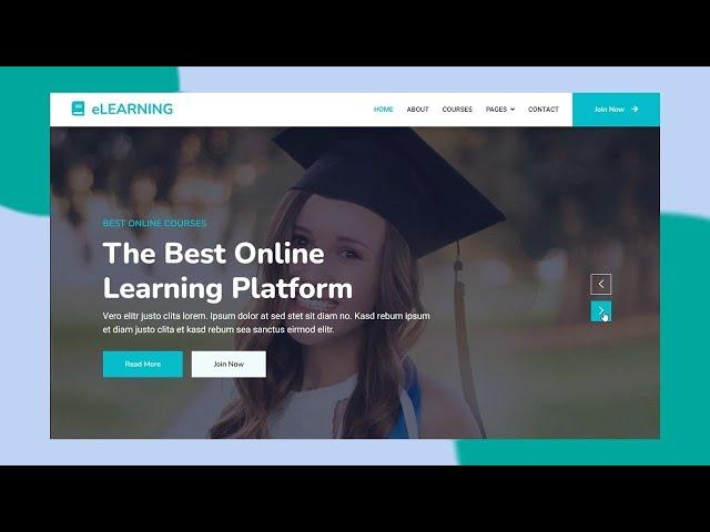 Complete Responsive E-learning Education Website Design | Free Source Code 