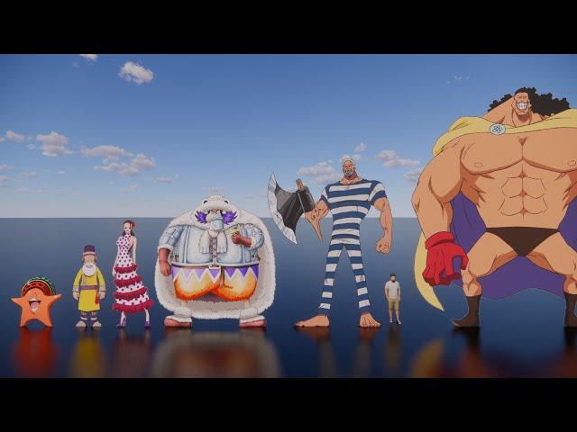 One Piece characters shorter than 7 meters