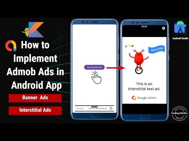 How to Implement Admob Ads in Android Studio | Banner and interstitial ads | Google Admob Ads 2023