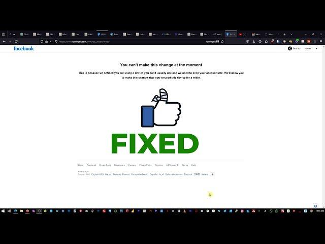 FACEBOOK   How to Fix  "You Can't Make This Change At The Moment"