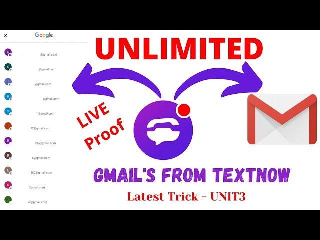 Create Gmails From TextNow| Create Gmail's From USA numbers | Unlimited free Gmail's | UNIT3