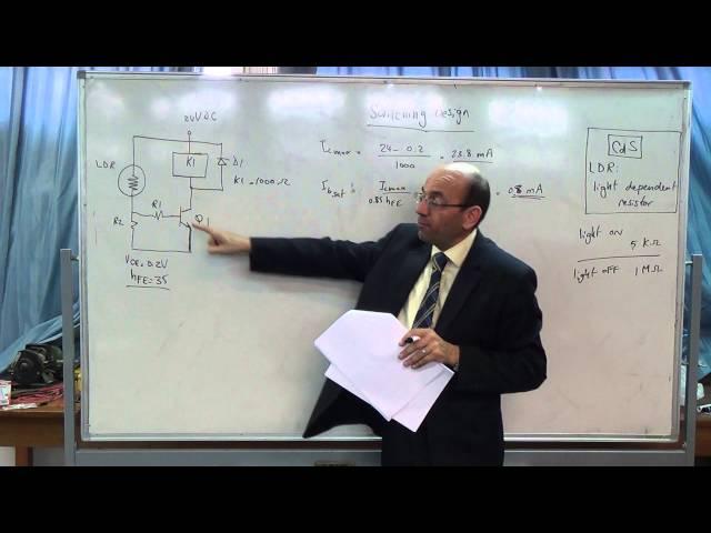 Designing transistor switching circuits II: Example of an LDR driven relay,18/12/2014