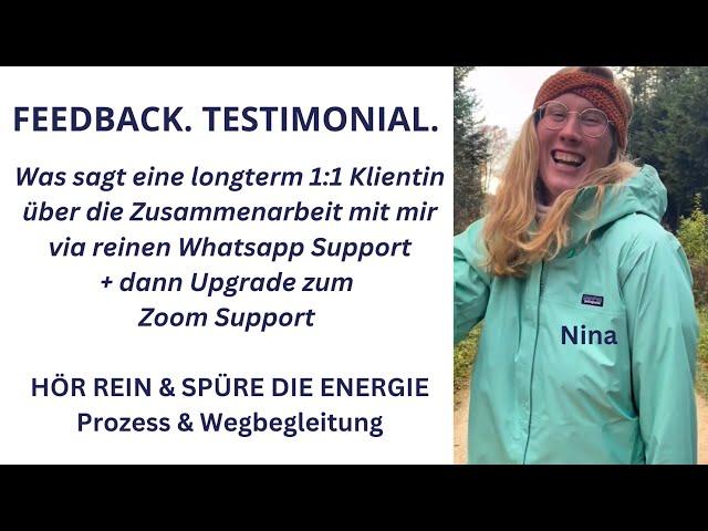 Testimonial Mentoring & Coaching für die Heilung, Prozess & Wegbegleitung. Nina's Erfahrung!