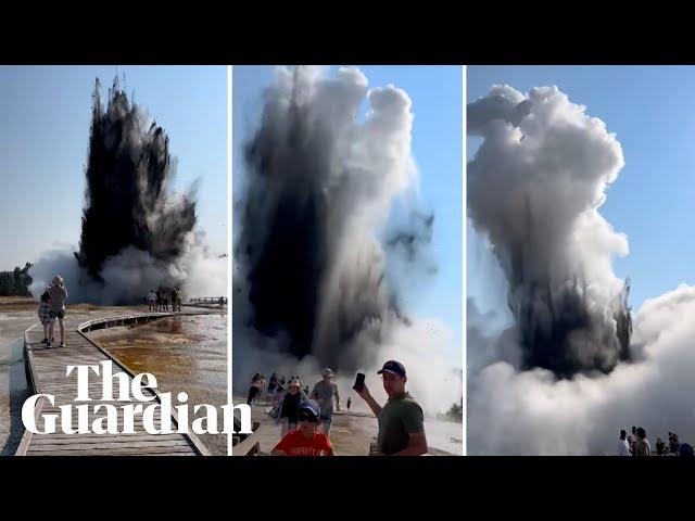 Geyser eruption in Yellowstone national park sends visitors fleeing