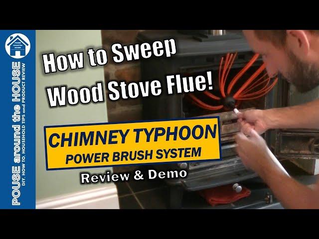 How to sweep wood burning stove flue. Chimney Typhoon review & demo. DIY clean & sweep chimney!