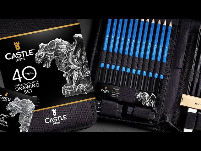 Castle Arts UK | 40 Piece Drawing and Sketching Pencil Set