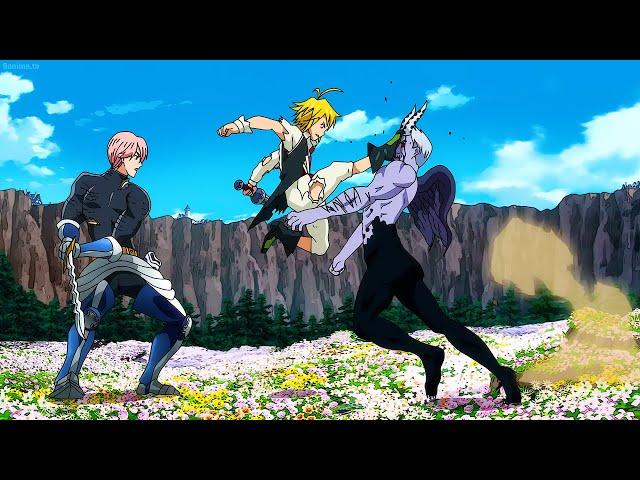 七つの大罪 | Meliodas kicked Hendrickson's head to help Gilthunder narrowly escape death