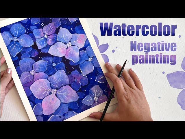 Watercolor flowers | Negative painting technique | No voice over