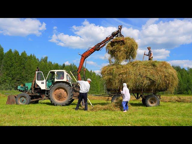 Summer In Rural Russian North. Hay making in village far from civilization. Russia 2024