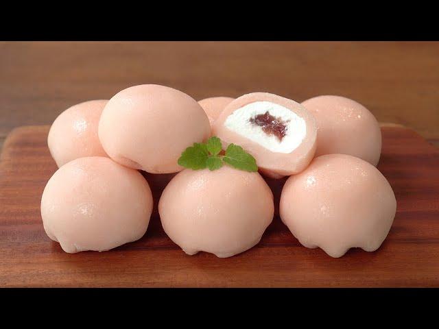 Strawberry Yogurt Cream Rice Cake Recipe :: Homemade Mochi Recipe