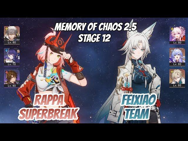 Rappa Budget Team & Feixiao Team Memory of Chaos Stage 12 (3 Stars) | Honkai Star Rail