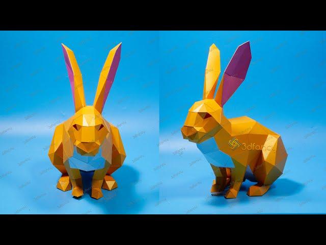 How to make Papercraft Rabbit Low poly 3D Rabbit  | DIY Rabbit Step by step - Rabbit paper model
