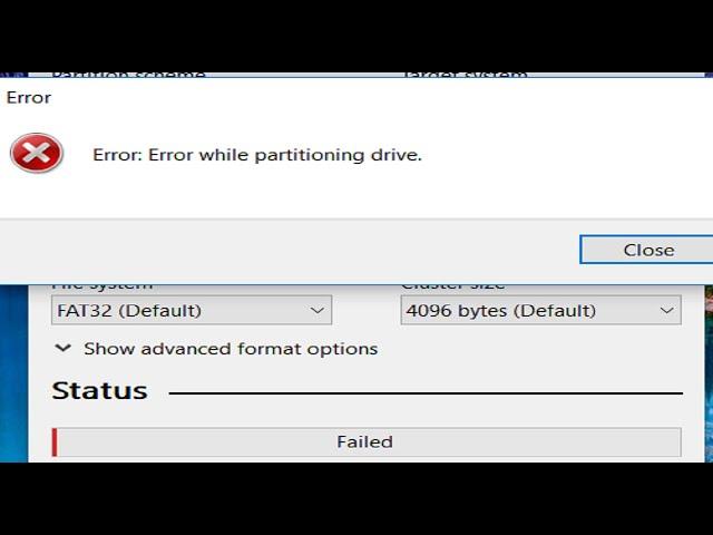 Fix RUFUS Error: Error while partitioning drive easily