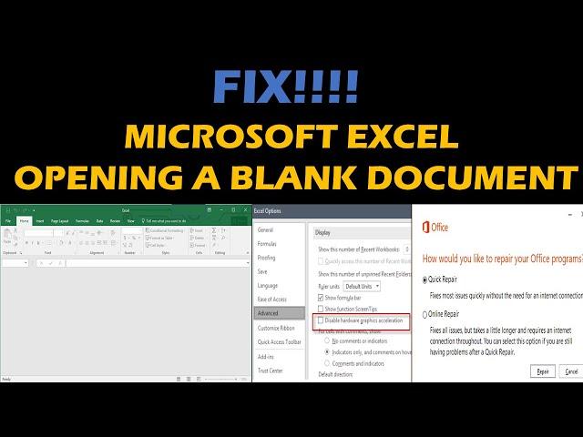 FIX!!!! Microsoft Excel opening a blank document