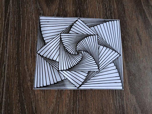 3D Line Illusion Drawing on Paper