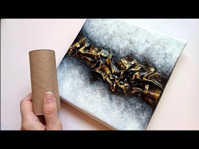 Acrylic Abstract Painting with Toilet Paper Rolls | DIY Textured Painting 